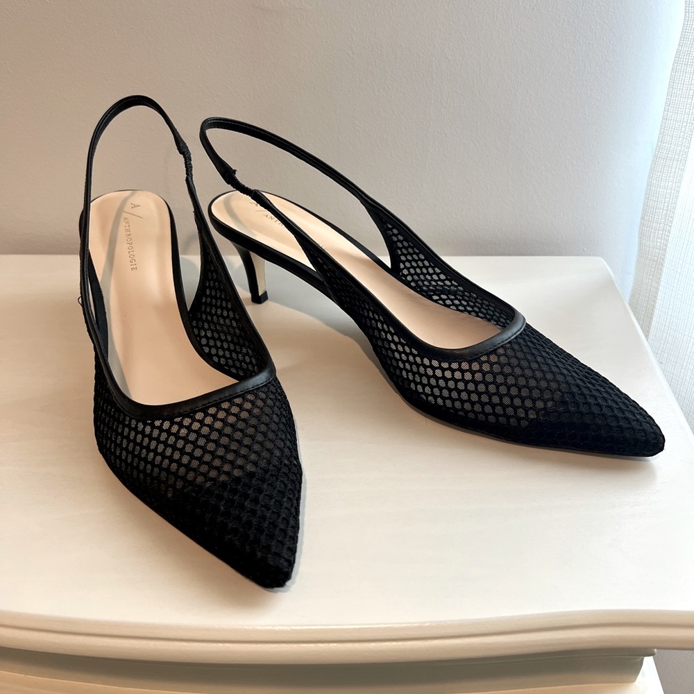 By Anthropologie Netted Slingback Heels